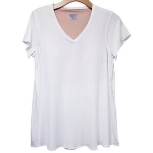 NWT Shebird V-Neck Short Sleeve Tee w/ Built-In Bra Wireless Size 4 *Tiny Flaw*